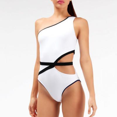 China 2019 New Arrival Anti-UV Bandage Shoulder Geometric One Piece Swimsuit for sale