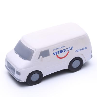 China Sports Toys Antistress White Foam Car Toys Minibus Promotional Gift PU Stress Toys Advertising Gifts for sale