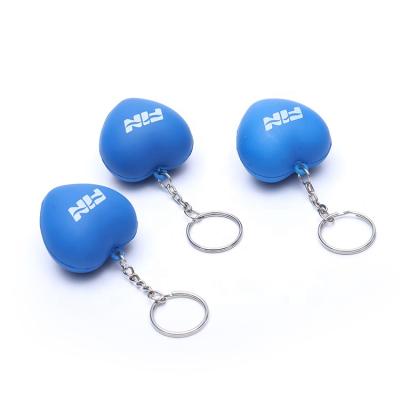 China Home Custom Wholesale Blue Foam Heart Squishy Decoration PU Squishy Key Chain for sale