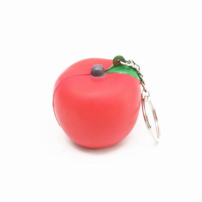 China Eco-friendly Red Apple PU Stress Ball Key Chain Apple Foam Ball Keychain for sale