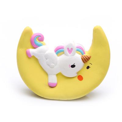 China Color Custom Size Unicorn Moon PU Foam Jumbo Animal/Cake/Other Toys For Kids for sale