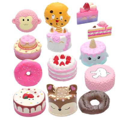 China OEM shape custom elephant kawaii mousse cake cup slow rising animal/cake/other PU food toys with strawberry scent for sale