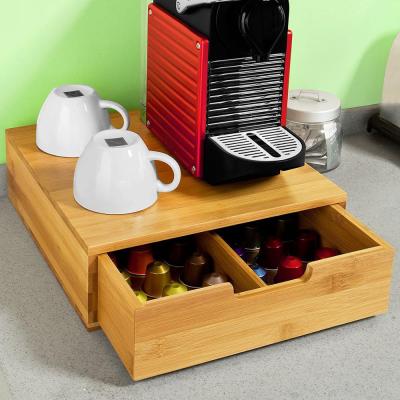 China Sustainable Bamboo Coffee Breakroom Condiment and Cup Storage Upright Organizer for sale