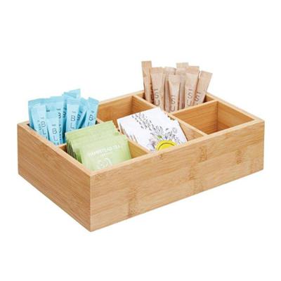 China Sustainable Natural Bamboo Box 6 Divided Sections Without Lid Storage Container For Tea Bags Chest Bags Storage for sale