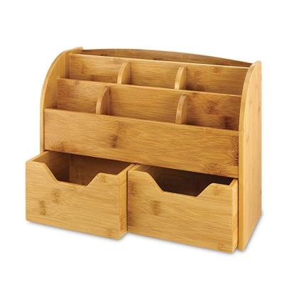 China Bamboo Bamboo Desk Organizer Pencil Holder Office Supplies And Accessories Storage for sale