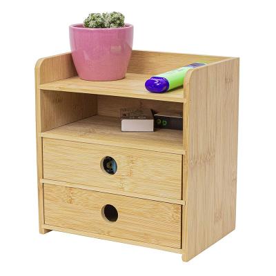 China Sustainable Bamboo Desk Organizer Wooden Tabletop Storage Organization Box for sale