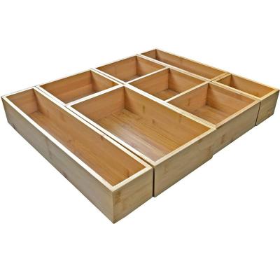 China Sustainable bamboo expandable drawer organizer, adjustable kitchen drawer divider for sale