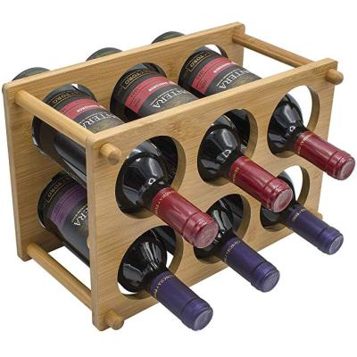 China Sustainable Bamboo 2-Tier Wine Rack - Classic Wooden Shelved Wine Storage For Bottles for sale