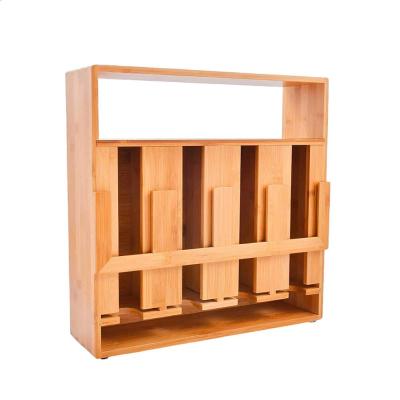 China Disposable Bamboo Tea Bag Holder Organizer - 4 Storage Sections Rotating Dispenser Tea Box Wooden Tea Cart for sale