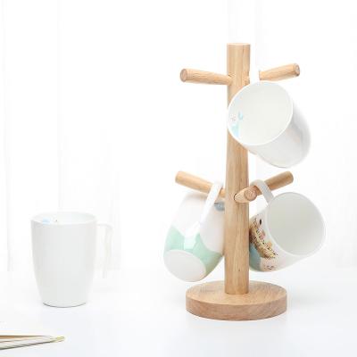 China Sustainable Wooden Teacup Tree Cup Holder Removable Tea Cup Storage Tree Cup Rack Drying Rack for sale