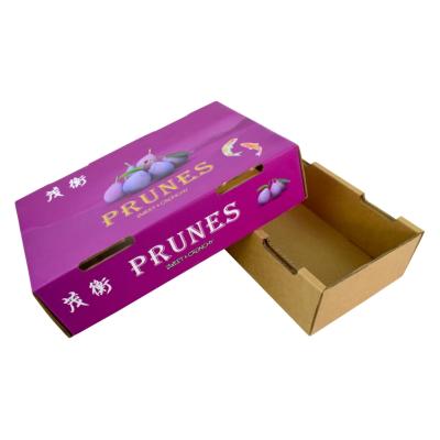 China Recyclable Custom Printing Fruit Packaging Box Corrugated Plum Box Cardboard Shipping Carton Box for sale