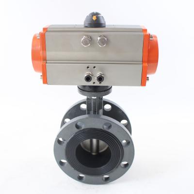 China Pneumatic Actuated General Ductile Iron Flange Double Acting Butterfly Valve for sale