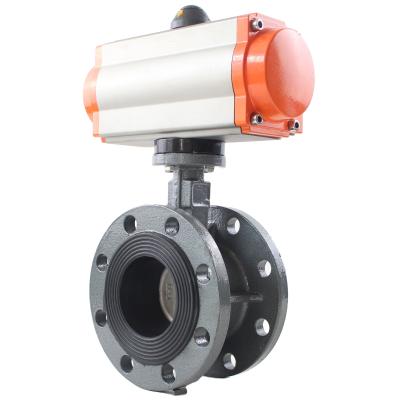 China General high performance dn50-300 cast iron body stainless steel disc flanged pneumatic butterfly valve for sale