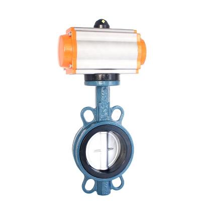 China DN150 6 Inch PN16 PTFE Seat General Hot Selling Pneumatic Type Stainless Steel Disc Wafer Butterfly Valve ss316 for sale