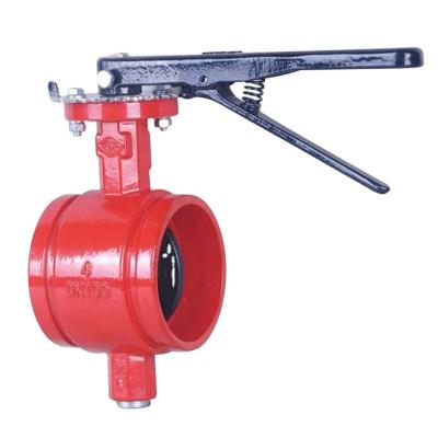 China Food/Chemical/Oil/Textile/Paper Power/Fire Fighting System Dn200 EPDM Coated Disc Signal Industrial Manual Grooved Butterfly Valve for sale