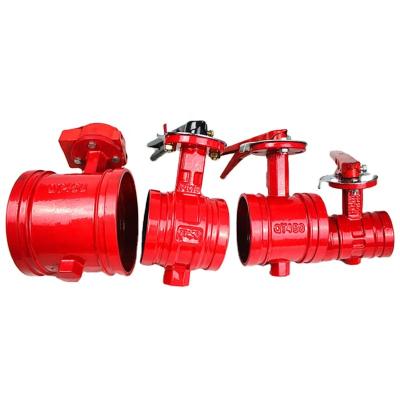 China Hot sale food/chemical/oil/electric power/textile/paper pn10/16 ductile iron grooved signal end butterfly valve with handle for sale