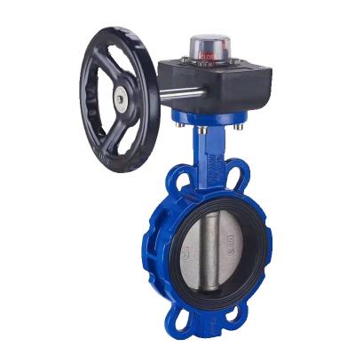 China Food/Chemical/Oil/Awwa ANSI DN200 API609 Electrical Power Ductile Manual Wafer Butterfly Valve Price For Textile/Paper Iron for sale