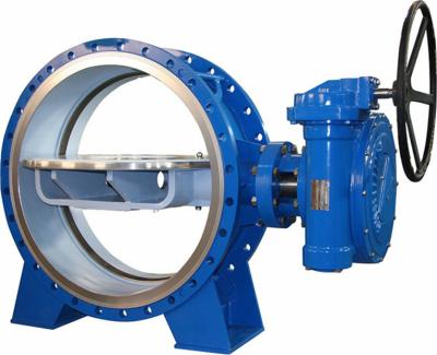 China Food/Chemical/Oil/Metal Electric Power/Textile/Paper SS304 Inch SS304 Eccentric Type Triple Seat Worm Gear Flange Butterfly Valve for sale