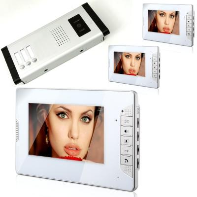 China Multi Opening/Talking Monitor/Building Intercom 7' Inch Color Video Intercom (Direct Button Outdoor Unit for 3 Apartments), for sale