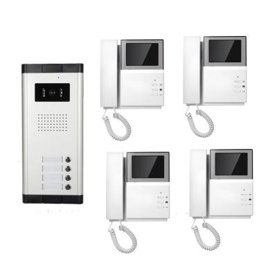 China Video Night Vision (IR) Multi Apartments System Fixed 4.3 Inch Color TFT LCD 1v4 Screen Video Doorbell and Intercom Handheld Phone for Multi Apartment for sale