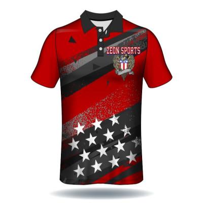 China Wholesale Custom Logo 90% Polyester+10%Spandex Red Design Sublimated Polo T-shirt Men Sports Polo Golf Shirts for sale