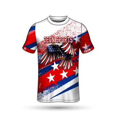 China Anti Shrink Flag Design Shirts Sublimation Printing Sports Short Sleeves Round O-Neck Mens T-shirts for sale