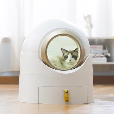 China Plastic Cat Toliet Electric Hidden Closed Pet Fully Enclosed Large Self Cleaning Cat Litter Box Semi Automatic for sale