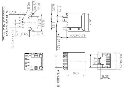 China Stainless Steel or Brass Fireproof DIP 8P 8C Female RJ45 connector in Computers and PCB Board for sale