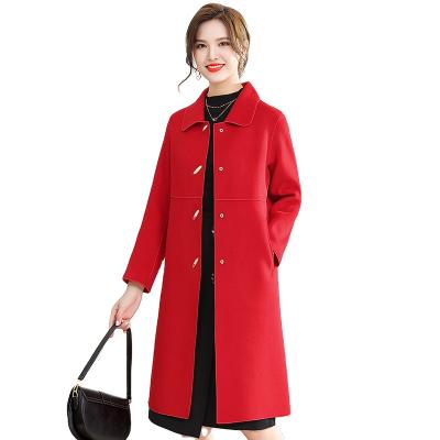 China Korean self-cultivation long straight W large size fashion temperament style autumn and winter 2021 woolen waterproof coat women new for sale