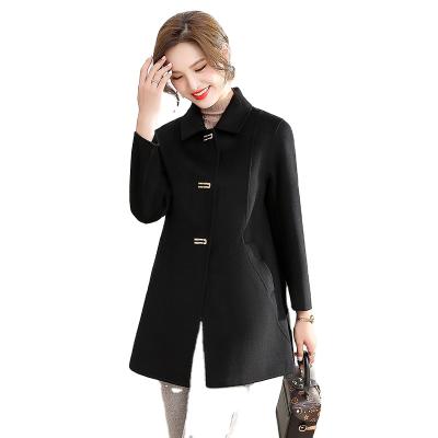 China Waterproof 2021 Spring and Autumn Women's Fashion Slim Long Thicken Woolen Jacket Women's Coat Black / Dark Green for sale