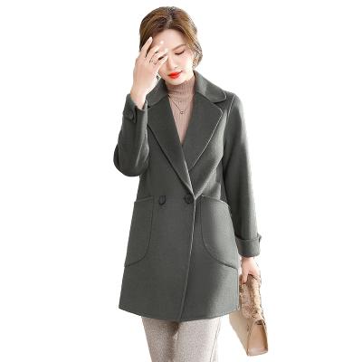 China Autumn And Winter Woolen Coat Women's Double-breasted Coat Waterproof Coat Tops Long Pocket Elegant Basic Woolen Coat for sale