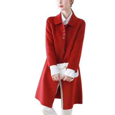 China Korean version of the 2021 autumn solid color popular wool coat women's mid length and winter casual soft new all-match woolen coat for sale