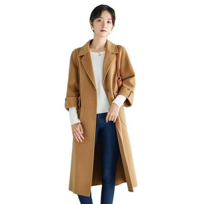 China Loose coat 2021 women's long coat autumn women's cashmere wool coat winter elegant double-sided waterproof women's woolen coat for sale