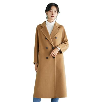 China Vintage Oversized Elegant Double Breasted Woolen Coat Ladies Cashmere Winter Coat Ladies Blended Coat Long for sale