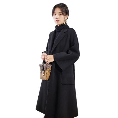 China Waterproof 2021 autumn and winter women's wool sleeve pocket coat parka coat jacket ladies long retro coat for sale