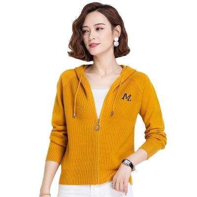 China Anti-wrinkle autumn and winter cardigan zipper sweater fashion wind coat hooded knitted lazy top for sale