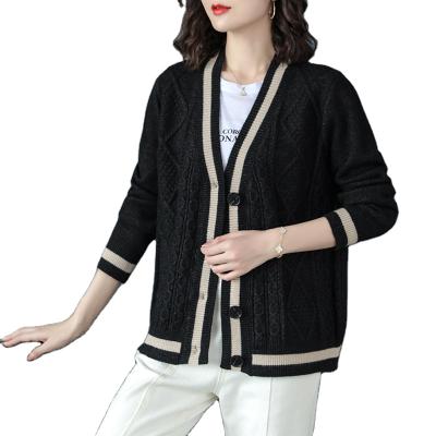 China 2021 Autumn Winter V-Neck Long Sleeve Knitted Cardigan Women Anti-wrinkle Sweater Fashion Casual Knitted Sweater Coat for sale