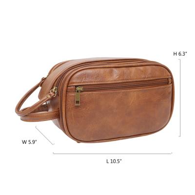 China RFID Toiletry Bag with Two Compartments/PU Leather Toiletry Wash Bag Toiletries Travel Vacation Travel Toiletry Bag Men's Ladies for sale