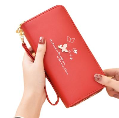 China Wholesale Ladies Anti-theft Wallet Double Wallet Women Candy Color Long Purse Zipper Phone Wallets for sale