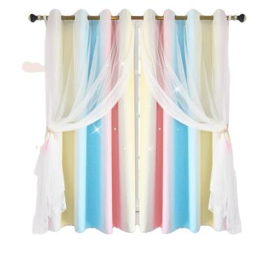 China 2021 New Blackout Blackout Rainbow Sky Nordic Princess Style Children's Room Curtain Bedroom Girl Shade Curtain for sale