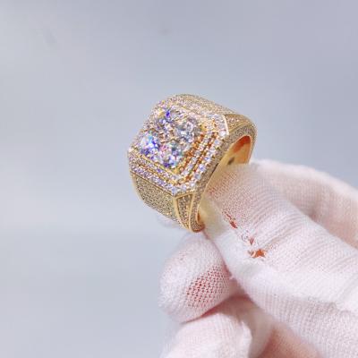 China Iced Out Moissanite Diamond Men Rings Hiphop Real Solid 10K Gold Hiphop Luxury Full for sale