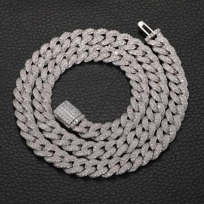 China S925 CLASSIC Sterling Silver Hip Hop Custom CLASSIC iced out VVS1 Moissanite Diamond Miami Cuban Link Chain for sale