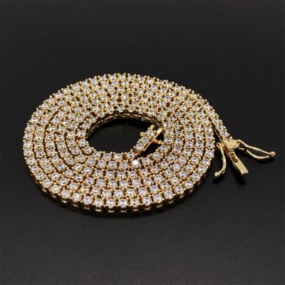 China CLASSIC Hip Hop Necklace S925 Buss Fashion CLASSIC Jewelry Bottom Necklace Moissanite Diamond Tennis Chain Men Silver for sale