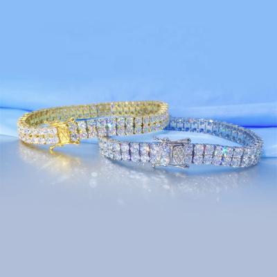 China CLASSIC CLASSIC Iced Out 2 Rows 2/3/4/5MM Moissanite Sterling Silver Men Luxury Tennis Chain Bracelet Available for sale