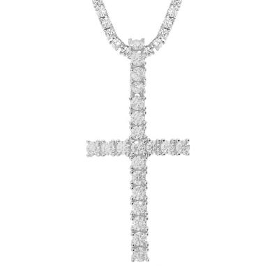 China Crossing Diamond Tester 925 Sterling Silver Claw Set Vvs Diamond Moissanite Cross Pendant Developed By Hiphop Lab for sale