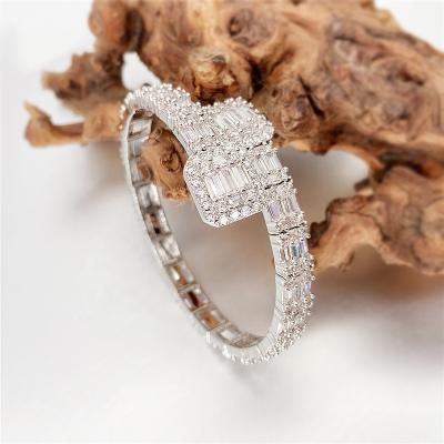 China Hiphop ready to ship 925 sterling silver white gold run diamond tester iced out moissanite cuban bracelet for sale