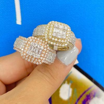 China CLASSIC Round and Wand VVs Moissanite Diamond Silver 925 Rings Fit Custom Made Iced Out Jewelry Hip Hop Ring for sale