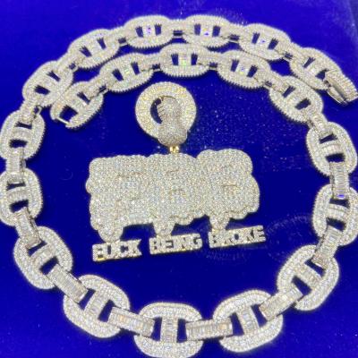 China Wholesale Hip Hop Jewelry CLASSIC Brass Or Silver Zircon 18K Gold Plated Necklace For Men Cuban Link Chain for sale