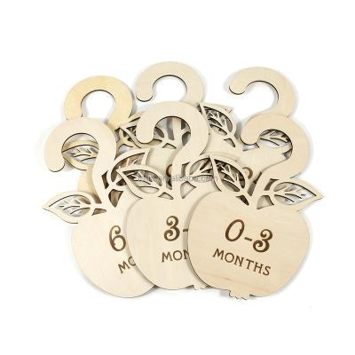 China Behind The Doors/On Walls Wooden Apple Shape Baby Closet Dividers Nursery Cabinet Hanger Dividers for sale