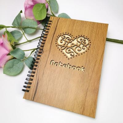 China Eco-Friendly Recycled Custom Bamboo Hardcover Paper Wooden Notebook Journal Diary with Pen for sale